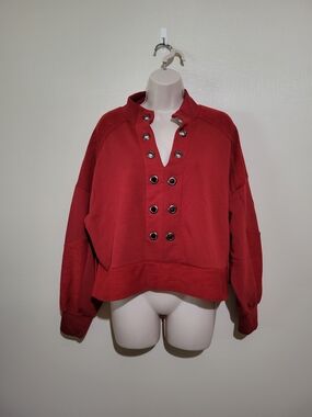 Belldini Red Eyelet Detail Pullover Bomber